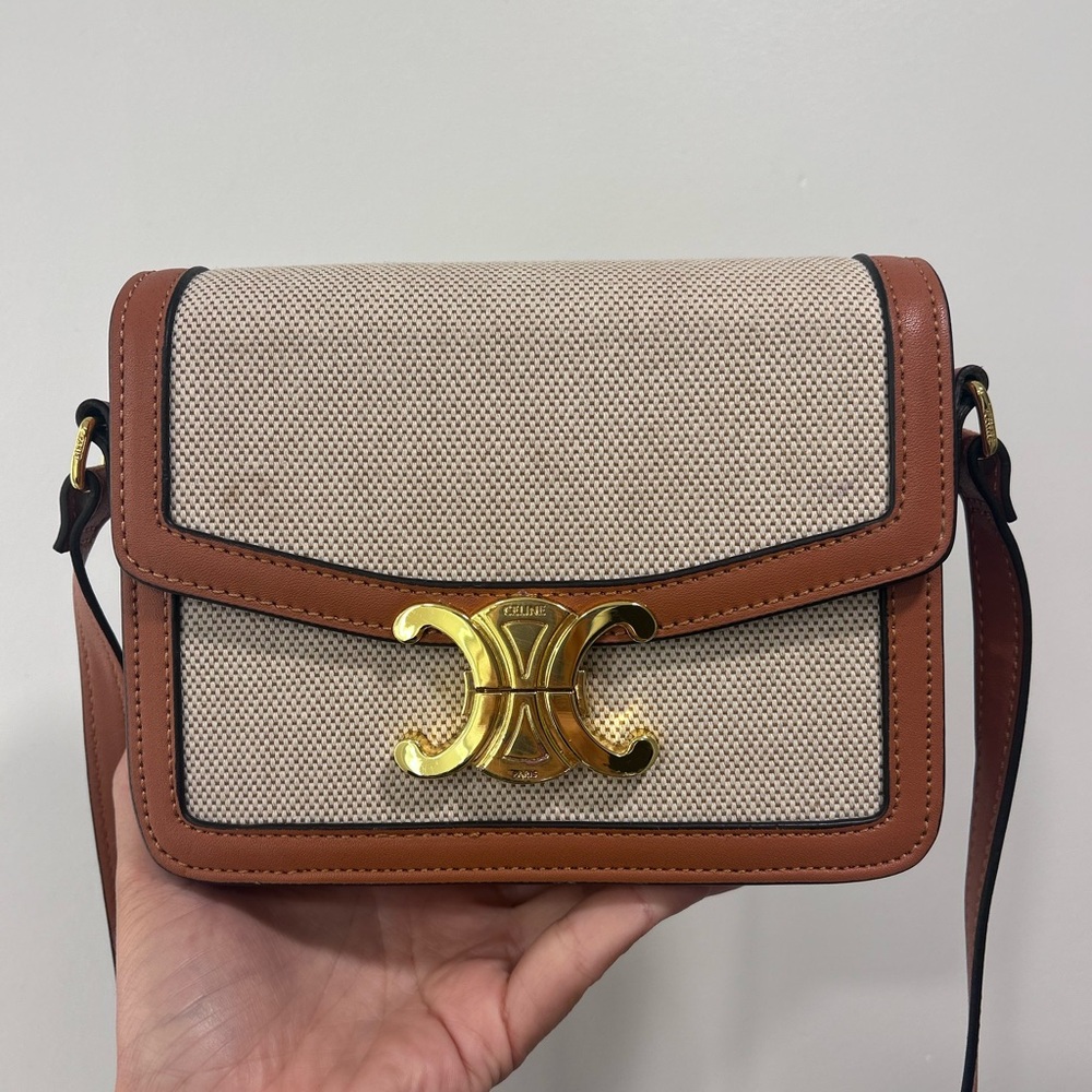 Celine Brown and Cream Crossbody Bag